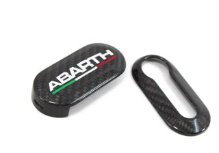 Abarth 500 595 Punto Schriftzug Schlüsselcover Tricolore Carbon