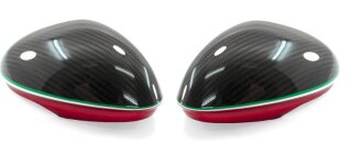 Alfa Romeo Giulia Spiegelkappen Rote Streifen QV Logo Carbon