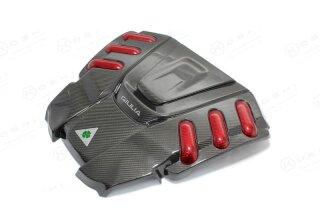 Alfa Romeo Giulia QV Motorabdeckung rot schwarz Carbon